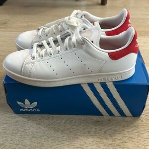 Used excellent condition Stan smith adidas white and red mens size 10